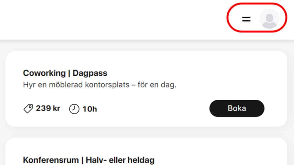 Instruktion var man hittar registrering eller logga in.
