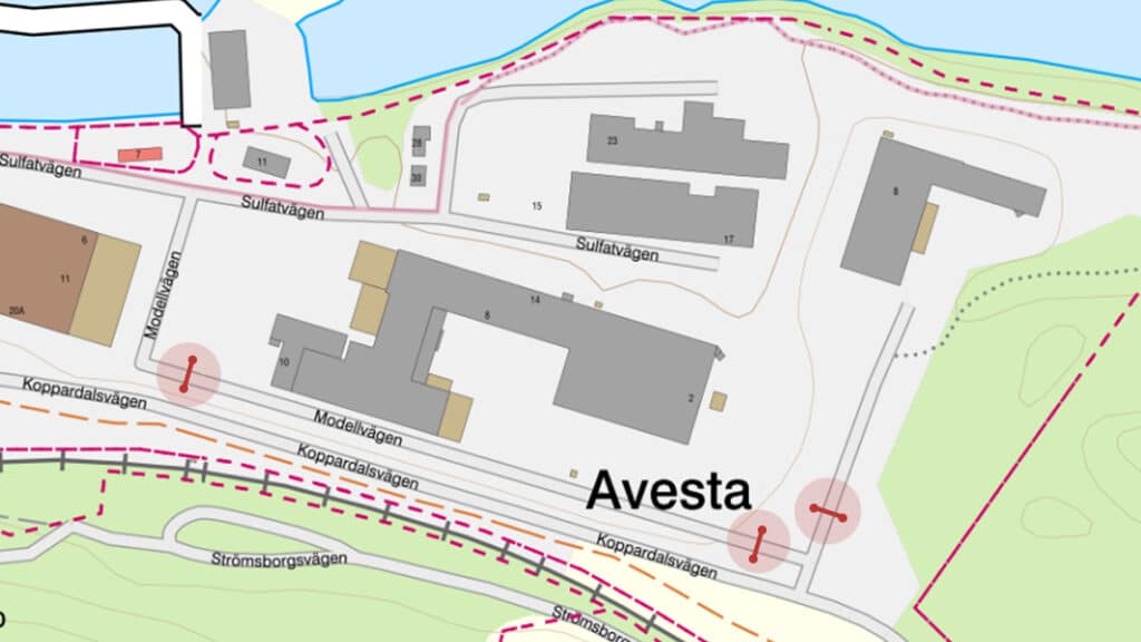 Kartbild över ett industriområde.